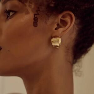 18k Gold Plated Chunky Stud Earrings